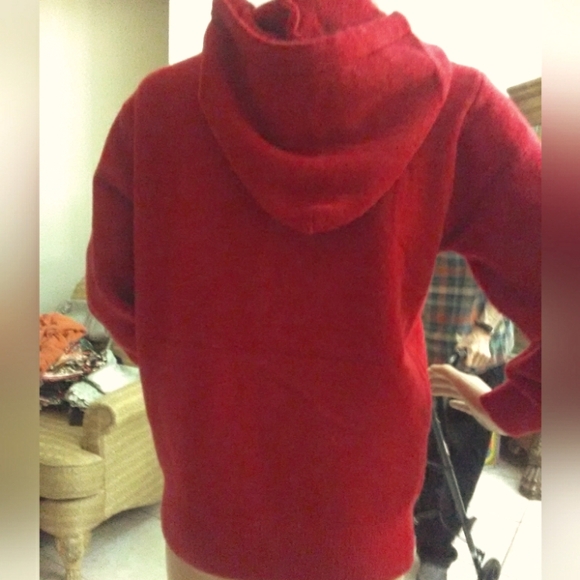 BNWT 100% CASHMERE Women's RED Or PINK Hooded Sweater BY S. CHRISTINA SZ. L/XL - Picture 4 of 12